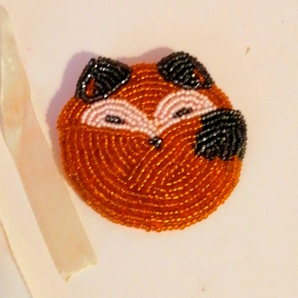 Hand Made Brooch "Sleepy Fox"